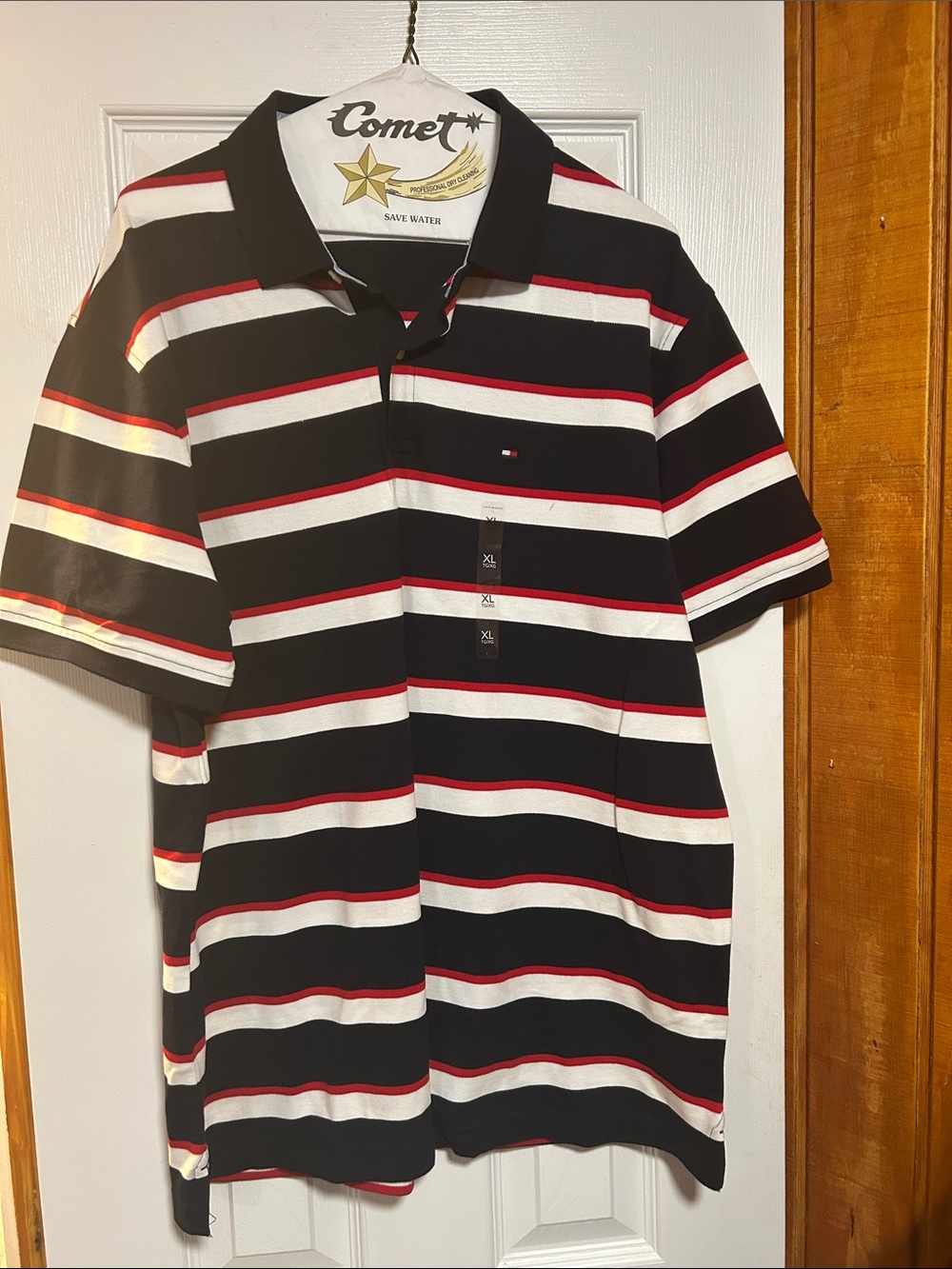 Tommy Hilfiger Dark Blue (almost black) White & Red Striped Polo